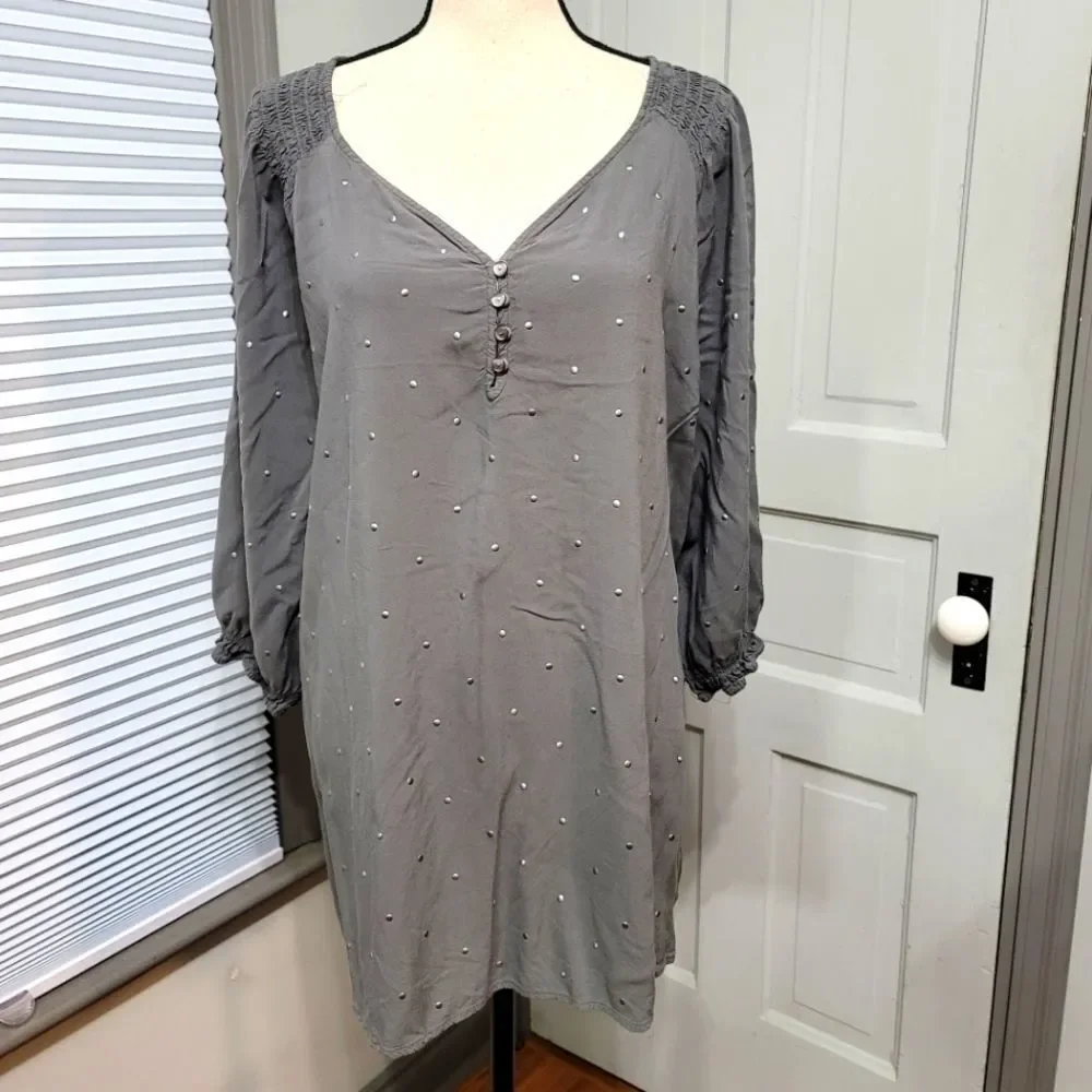 Lane Bryant Studded Henley Top - Picture 1 of 7